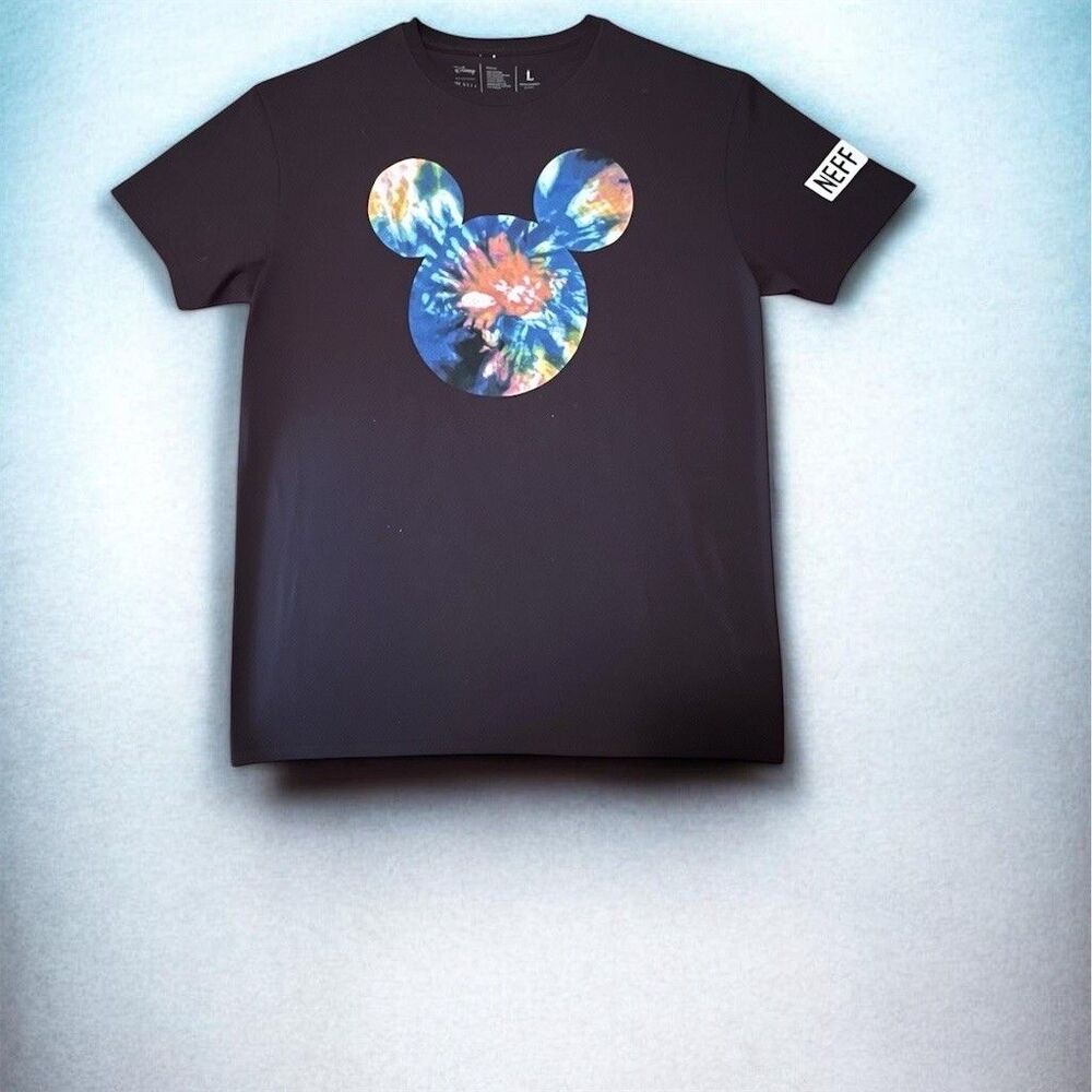 Neff x Disney Mickey Mouse T-Shirt Unisex Adults Size L Black Tie-Dye